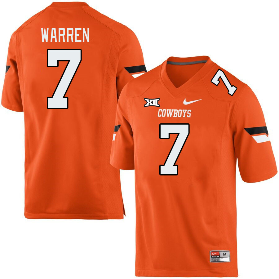 Oklahoma State Cowboys #7 Jaylen Warren College Football Jerseys Stitched Sale-Retro Orange
